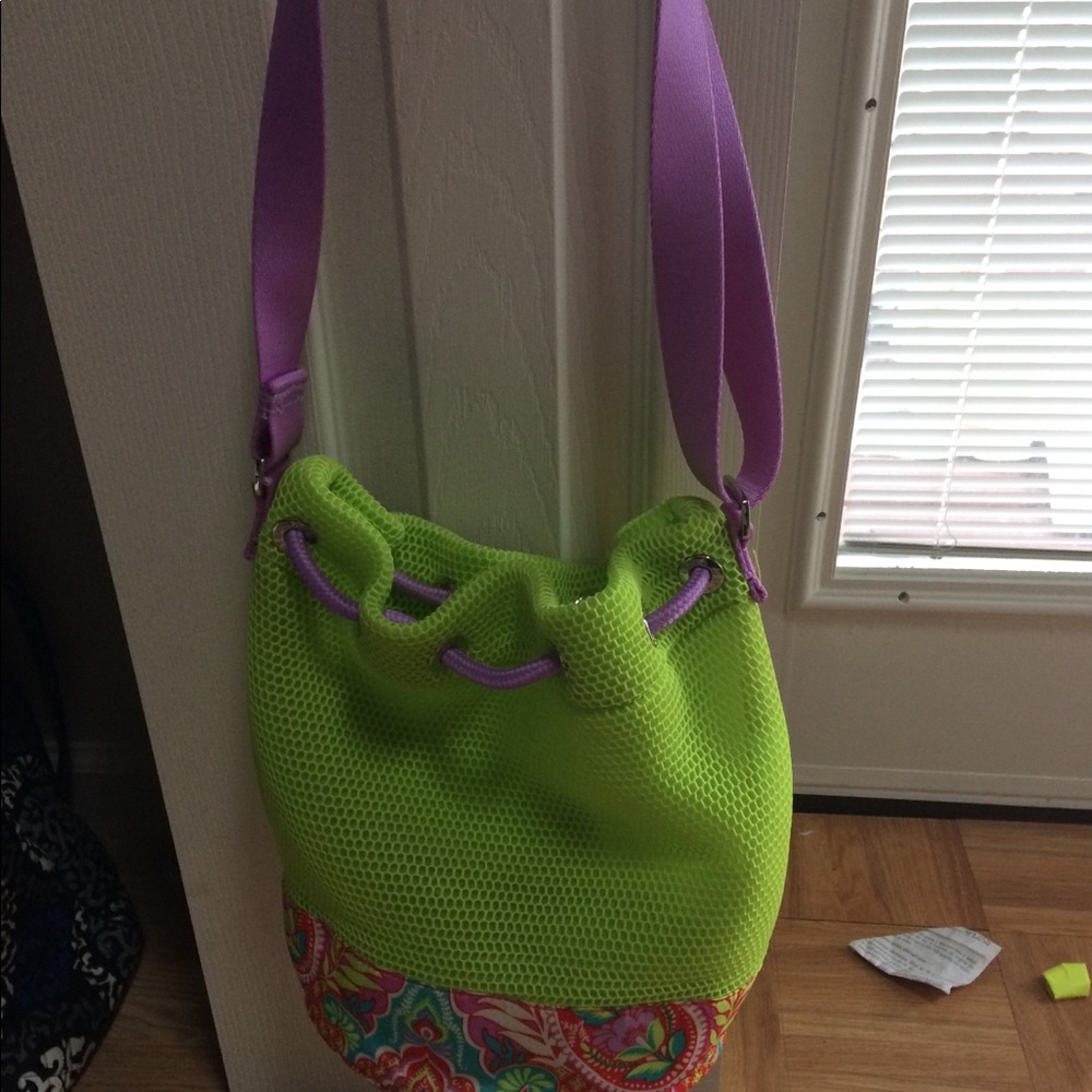 Vera Bradley beach bag lime green lavender